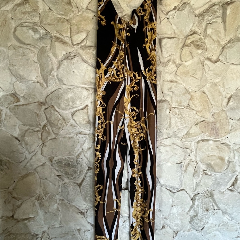 v-cut strapless jumpsuit
